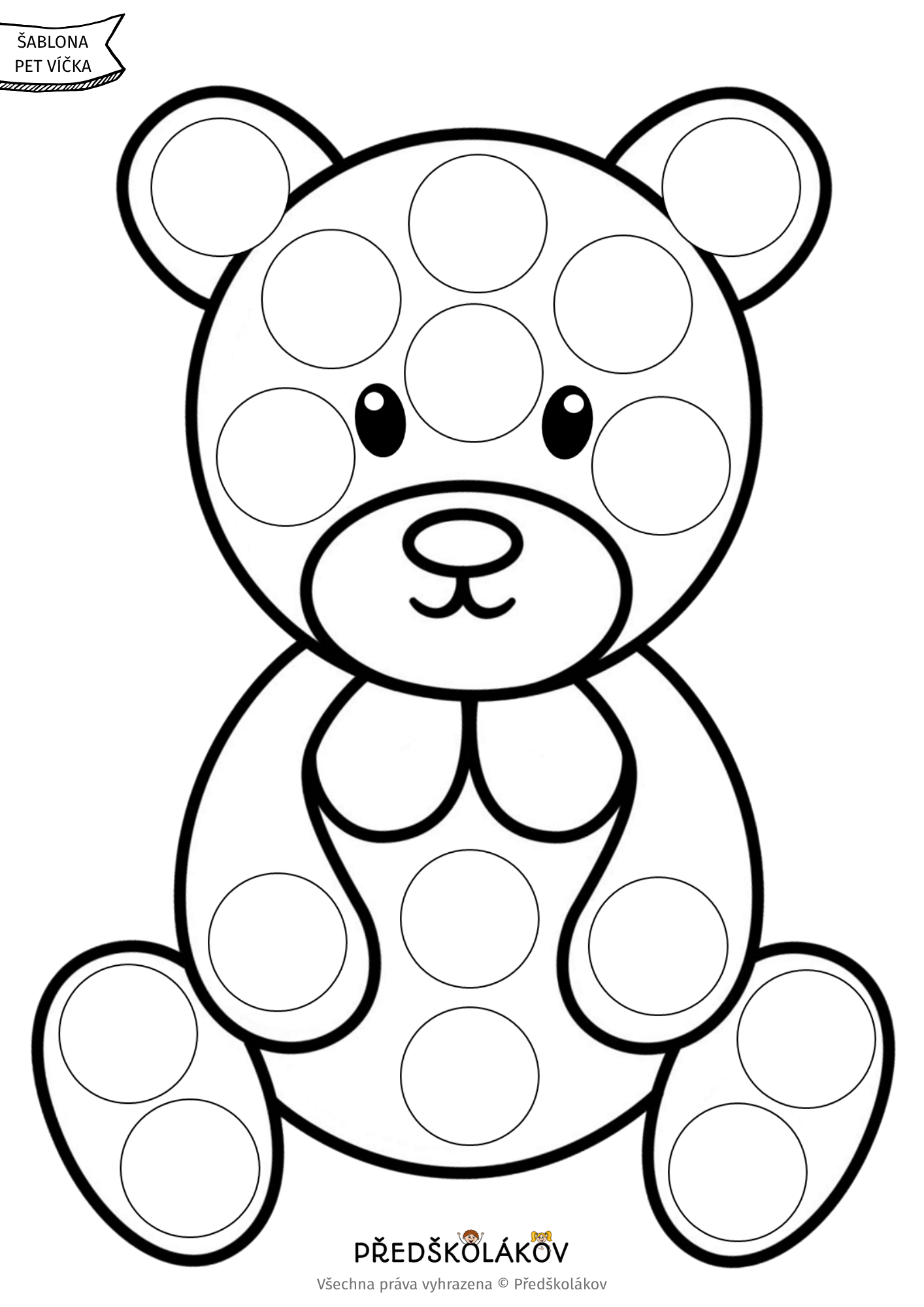 Medvěd - šablona na PET víčka