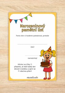 narozeninový pamětní list