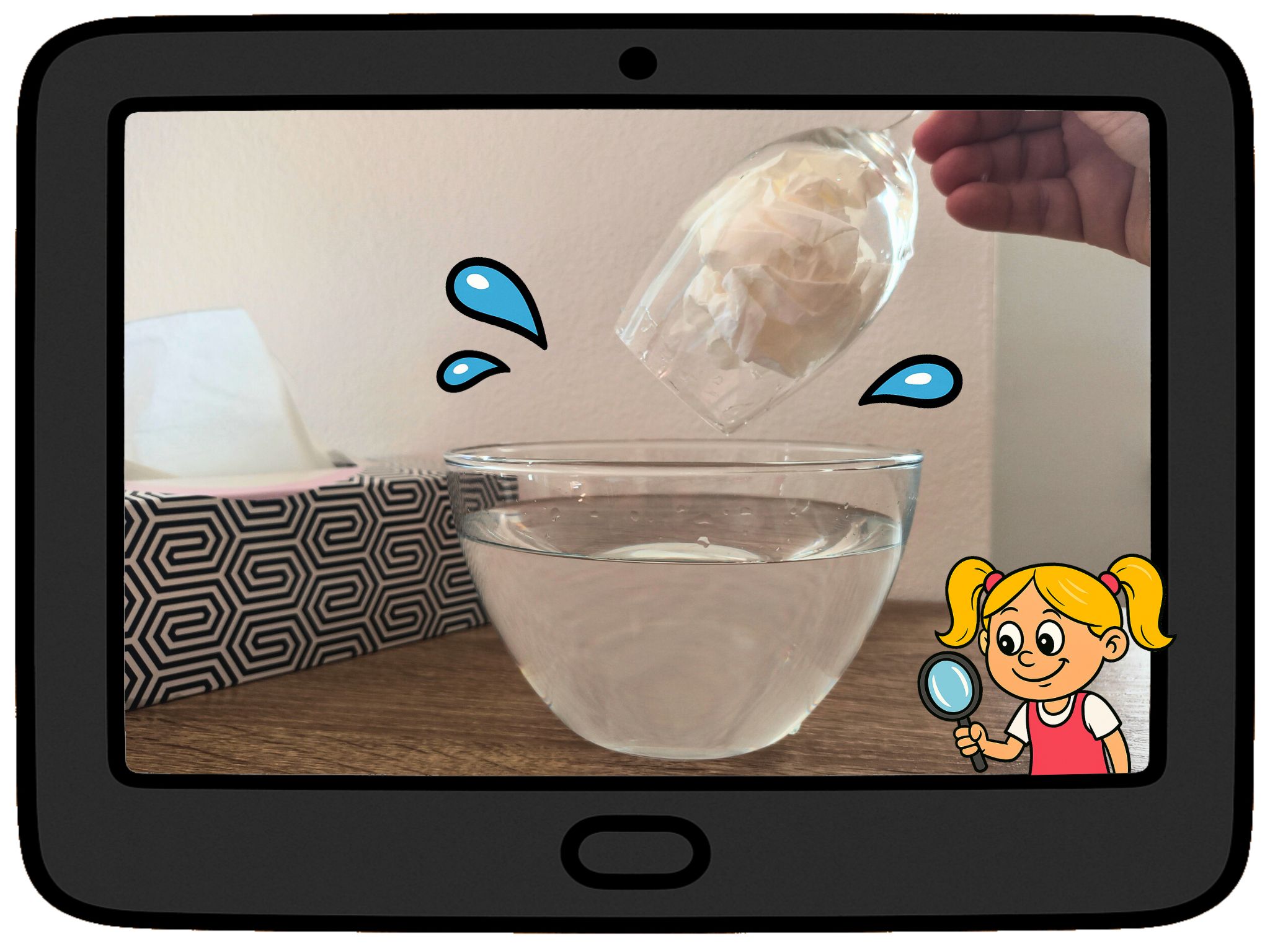 Papírový kapesník pod vodou