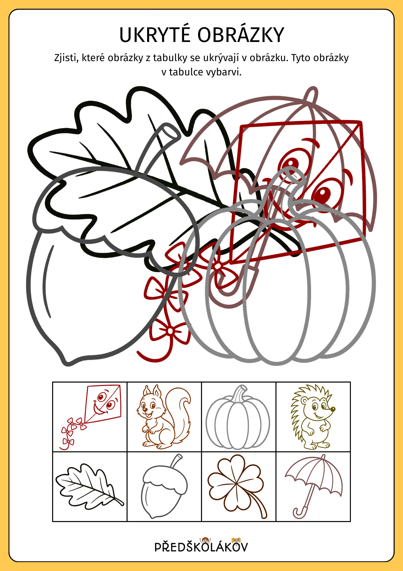 Podzimní ukryté obrázky