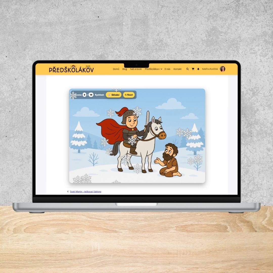 chyť 10 vloček interaktivní aktivita